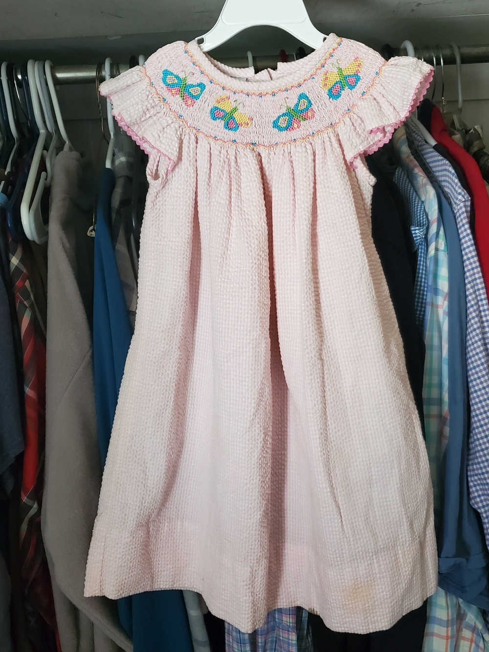Baby Velani Pink Butterfly Smocked Seersucker Size 2 Dress